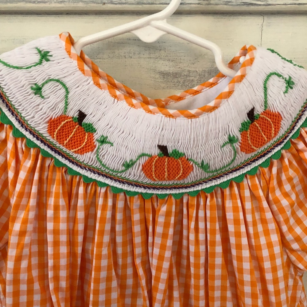 Smocked pumpkin dress!